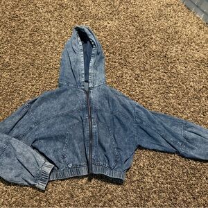 Faux Blue Denim Cropped Jacket